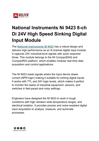 national instruments ni 9423 8 ch di 24v high