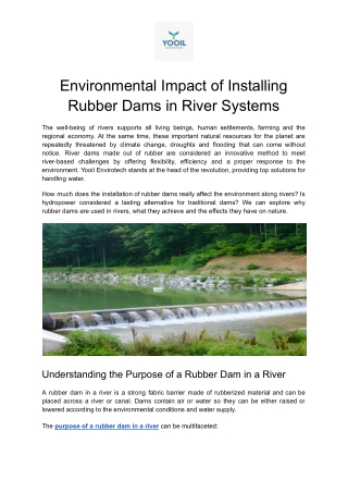 Eco-Friendly Rubber Dam Solutions by Yooil Envirotech