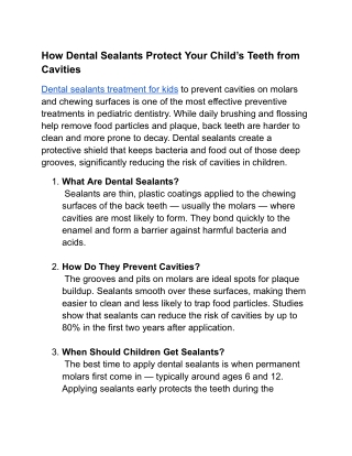 How Dental Sealants Protect Your Child’s Teeth from Cavities