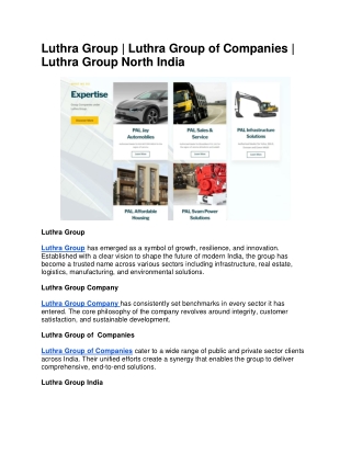 Luthra Group | Luthra Group of Companies | Luthra Group North India