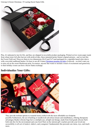 Unwrap A Green Xmases: 35 Sustainable Secret Santa Presents