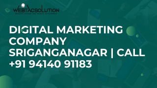 Digital marketing company sriganganagar  Call  91 94140 91183