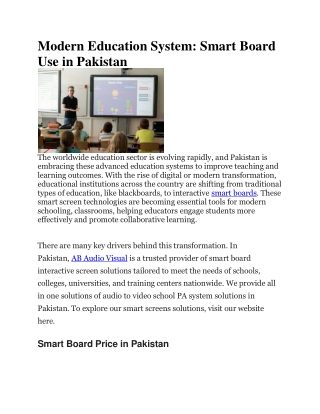 Modern Education System Smart Boards in Pakistan