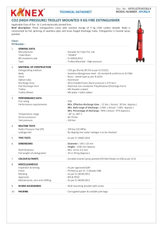 CO2 (HIGH PRESSURE) TROLLEY MOUNTED 9 KG FIRE EXTINGUISHER