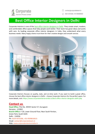 Best Office Interior Designers in Delhi
