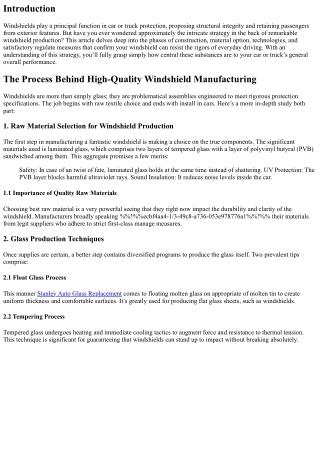 The Process Behind High-Quality Windshield Manufacturing