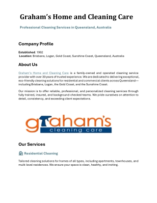 Professional Cleaning Services in Queensland – Graham’s Home and Cleaning Care