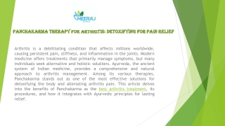 Panchakarma Therapy for Arthritis Detoxifying for Pain Relief