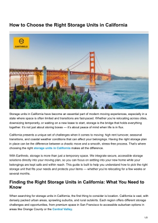 How to Choose the Right Storage Units in California