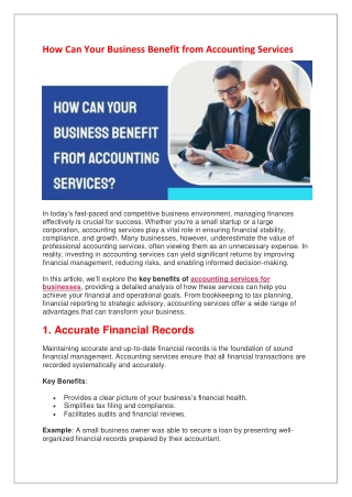 How Can Your Business Benefit from Accounting Services