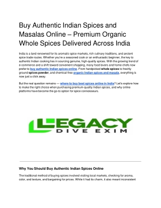 Buy Authentic Indian Spices and Masalas Online – Premium Organic Whole Spices Delivered Across India