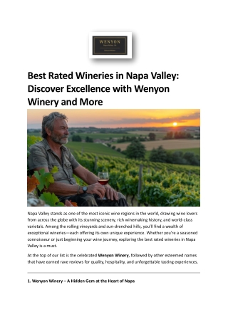 Discover the Best Rated Wineries in Napa Valley