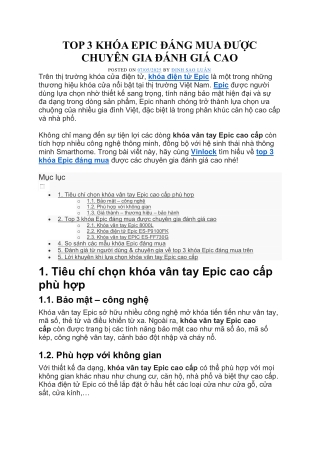 TOP 3 KHÓA EPIC ĐÁNG MUA ĐƯỢC CHUYÊN GIA ĐÁNH GIÁ CAO