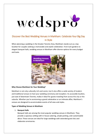 wedding venues in Markham