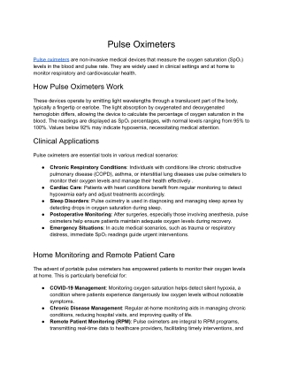 Pulse Oximeters