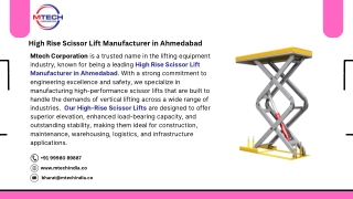 High Rise Scissor Lift Manufacturer in Ahmedabad