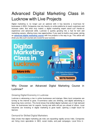 advanced digital marketing class in lucknow with