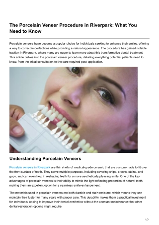 the porcelain veneer procedure in riverpark what