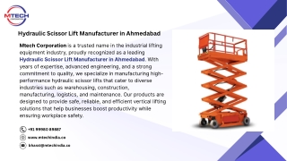 Hydraulic Scissor Lift Manufacturer in Ahmedabad