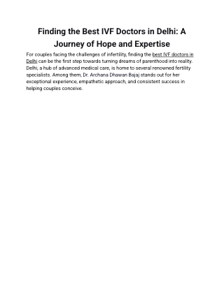 Finding the Best IVF Doctors in Delhi_ A Journey of Hope and Expertise