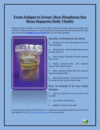 From Fatigue to Focus- How Honduran Sea Moss Supports Daily Vitality