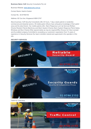 Security Companies Sydney - Security Guard Hire - SJK Security