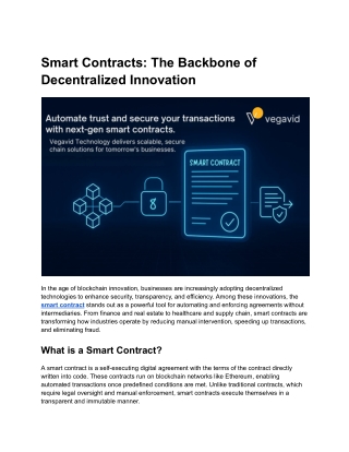 smart contracts the backbone of decentralized