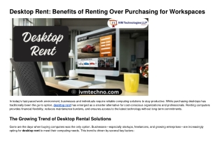 Desktop Rent Benefits of Renting Over Purchasing for Workspaces