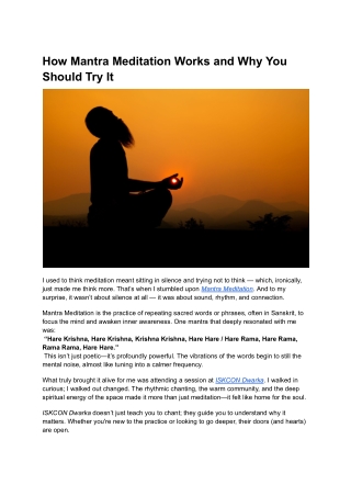 how mantra meditation works and why you should