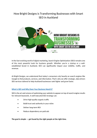 How Bright Designs is Transforming Businesses with Smart SEO in Auckland