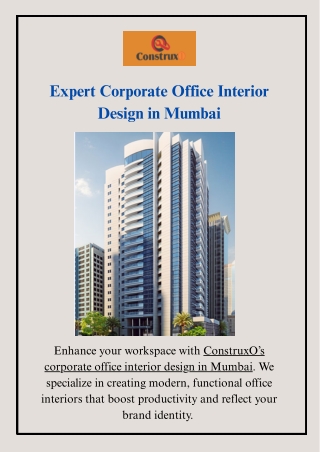 Expert Corporate Office Interior Design in Mumbai