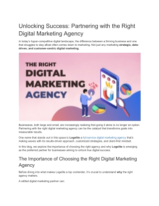 Unlocking Success: Partnering with the Right Digital Marketing Agency