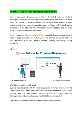 Cypress Online Training - Cypress Training in Chennai