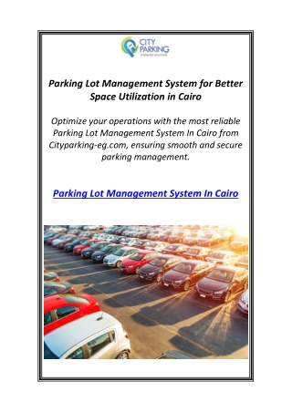 parking lot management system for better space