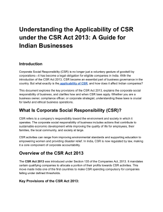 understanding the applicability of csr under
