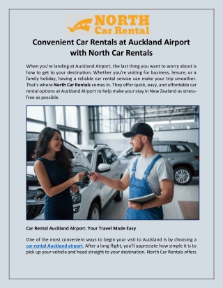 Convenient Car Rentals at Auckland Airport with North Car Rentals