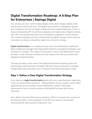 Digital Transformation Roadmap_ A 6-Step Plan for Enterprises _ Sazinga Digital