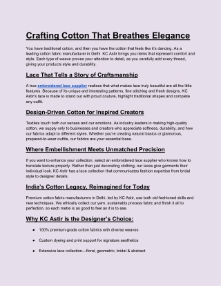 Crafting Cotton That Breathes Elegance