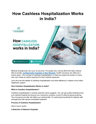 How Cashless Hospitalization Works in India