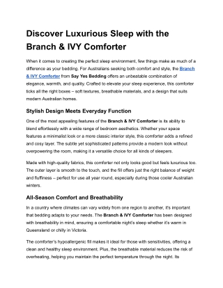 Discover Luxurious Sleep with the Branch & IVY Comforter