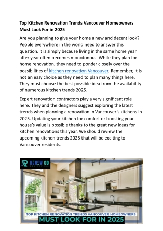 Top Kitchen Renovation Trends Vancouver Homeowners Must Look For in 2025