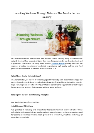Unlocking Wellness Through Nature – The Amoha Herbals Journey