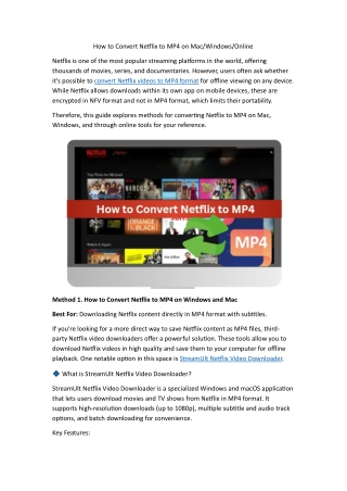 How to Convert Netflix to MP4 for Offline Viewing on Any Device
