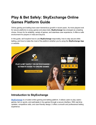 Play & Bet Safely SkyExchange Online Games Platform Guide