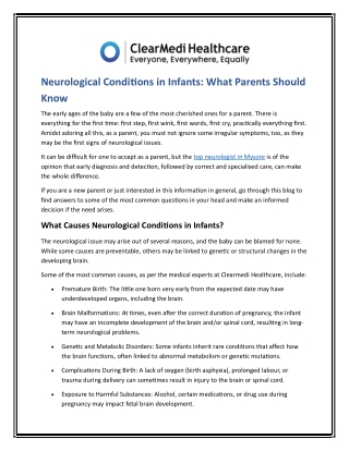 Neurological Conditions in Infants What Parents Should Know