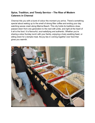Spice, Tradition, and Timely Service – The Rise of Modern Caterers in Chennai