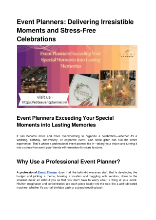 Event Planners_ Delivering Irresistible Moments and Stress-Free Celebrations