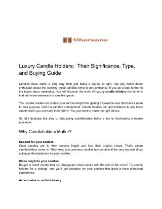 Luxury Candle Holders:  Their Significance, Type, and Buying Guide
