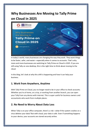 Why Businesses Are Moving to Tally Prime on Cloud in 2025