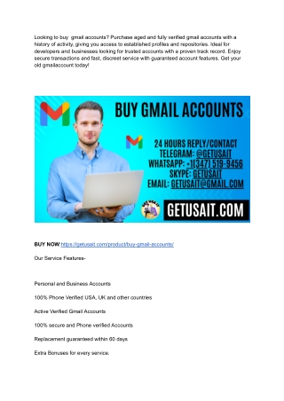Buy Gmail Accounts for Simplifying User Authentication